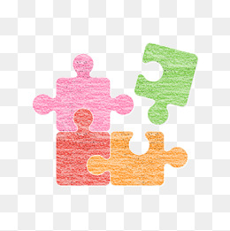 彩色可爱拼图的粉笔画