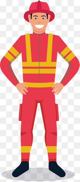 红色衣服卡通消防员