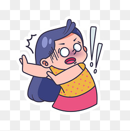 女孩惊吓表情矢量图