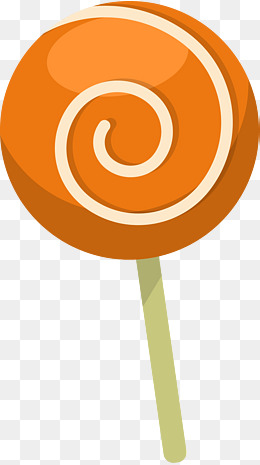 卡通橙色棒棒糖糖果