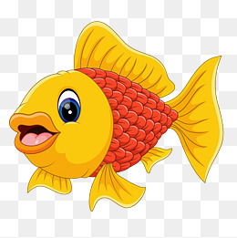 红黄色锦鲤鱼可爱动漫矢量图