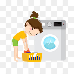 小朋友做家务洗衣服矢量图