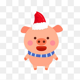 可爱圣诞节新年矢量卡通pig