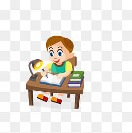 卡通手绘写作业的小学生矢量免抠图