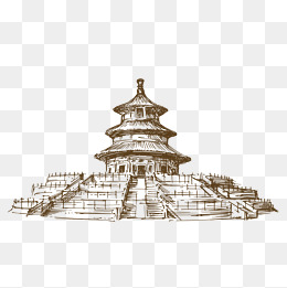 中国建筑线描画矢量免抠图