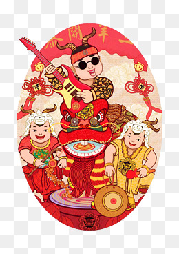 中国传统节日年画春节三羊开泰