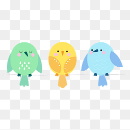 一排小鸟可爱卡通插画元素