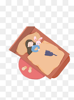 床上睡觉女孩元素设计