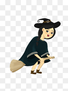 乘着扫把的魔法少女万圣节人物设计可商用元素