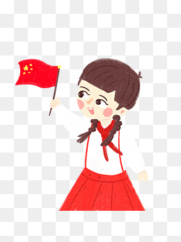 拿着国旗的女孩元素设计