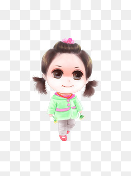 手绘q版小女孩大眼睛娃娃