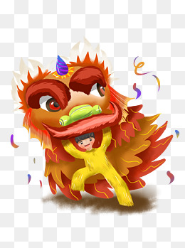 舞龙舞狮春节元素