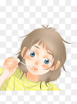 小清新吹泡泡的女孩人物插画