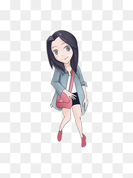 简约卡通可爱少女女学生人物元素