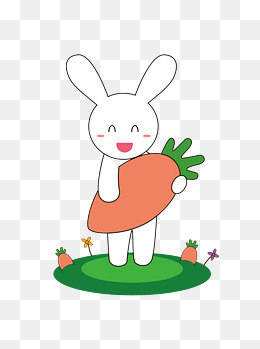 动物兔子胡萝卜儿童可爱卡通清新平面元素
