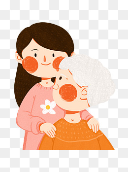 和谐奶奶孙女装饰元素