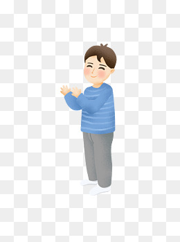 开心鼓掌的打扮休闲的男孩卡通元素