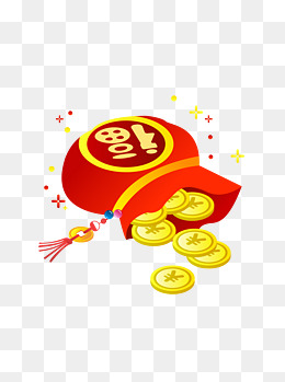 新年红色福袋倒下散落矢量可商用元素