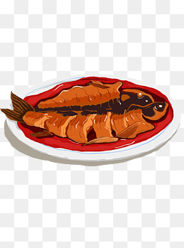 美味手绘红烧鱼装饰元素