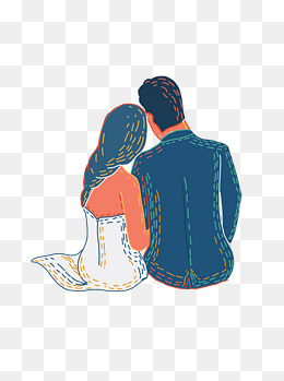 相互依偎夫妻装饰元素