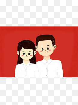 红色背景男女结婚证照结婚婚姻素材