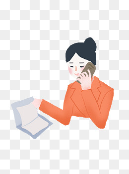 打开文件打电话的橙色西装职业女性