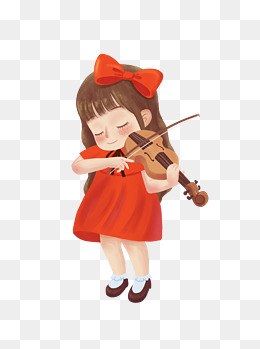 卡通可爱女孩拉小提琴原创元素