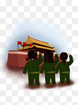 热爱祖国的小女孩在天安门前敬礼可商用元素