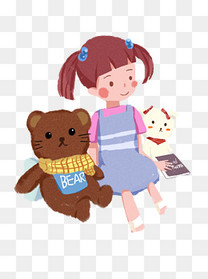 儿童玩具小怪兽玩偶可爱萌小清新扁平元素素材