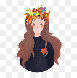 花童美丽暖色卡通插画