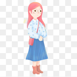 红头发的文静女生免抠图