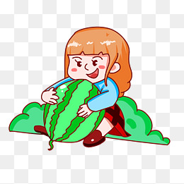 吃西瓜的夏季玩耍女孩