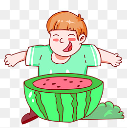 吃西瓜的夏季玩耍女孩