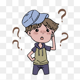水彩疑问的小男孩免抠图