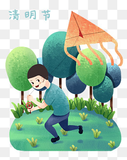 清明节放风筝插画