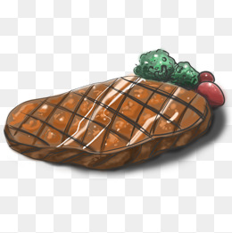 一盘烤牛排卡通插画