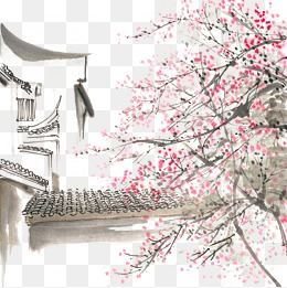 手绘杏花