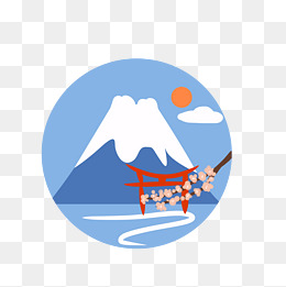 卡通日本富士山插画