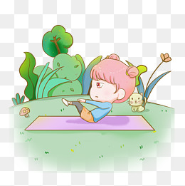 可爱手绘卡通女孩锻炼减肥素材下载