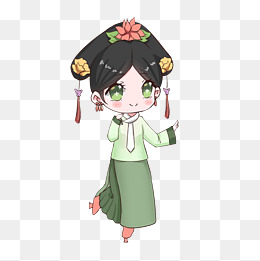 q版卡通可爱满族少女免抠png