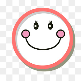 手绘粉红圆形边框白色可爱的圆形笑脸