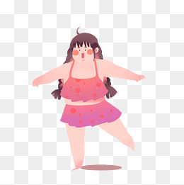 可爱的泳装胖女孩免扣png