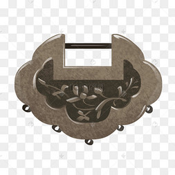 手绘古代长命锁插画
