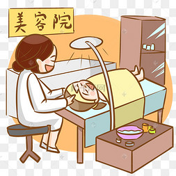 卡通在美容院做美容的女孩