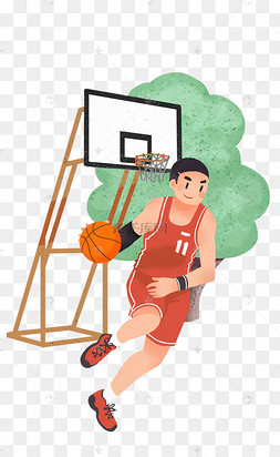 打篮球运动的男孩插画