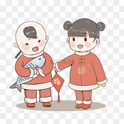新年唐装男孩女孩