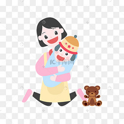 妈妈跪着哄孩子插画
