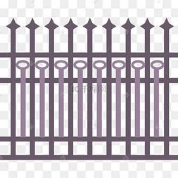 蓝色的铁栅栏手绘图