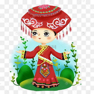 少数民族壮族少女日常服饰免抠png