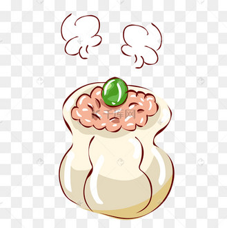 冬季热气腾腾的简笔画小清新美食肉馅烧麦